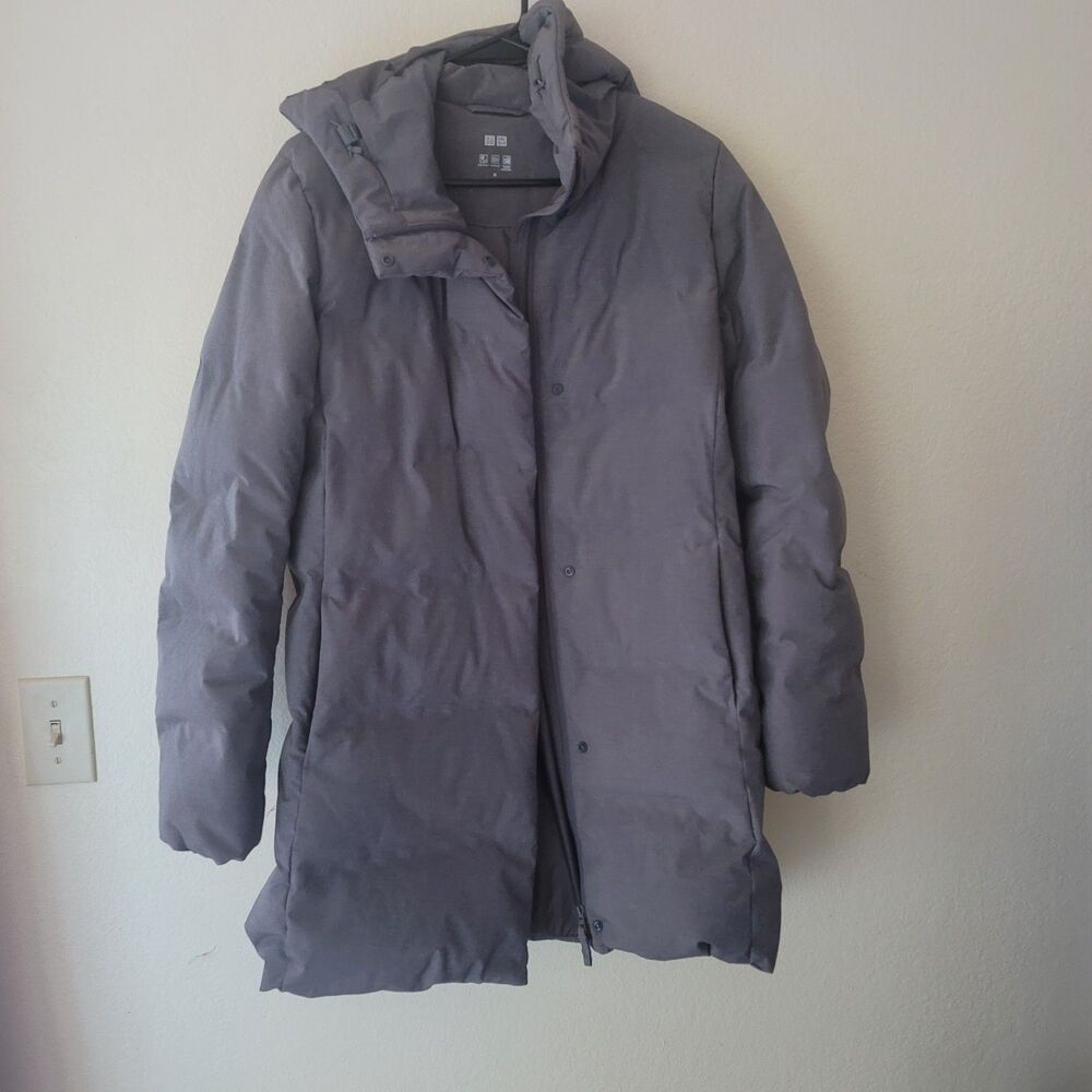 Uniqlo Grey Longline Down Puff Jacket Size Medium
